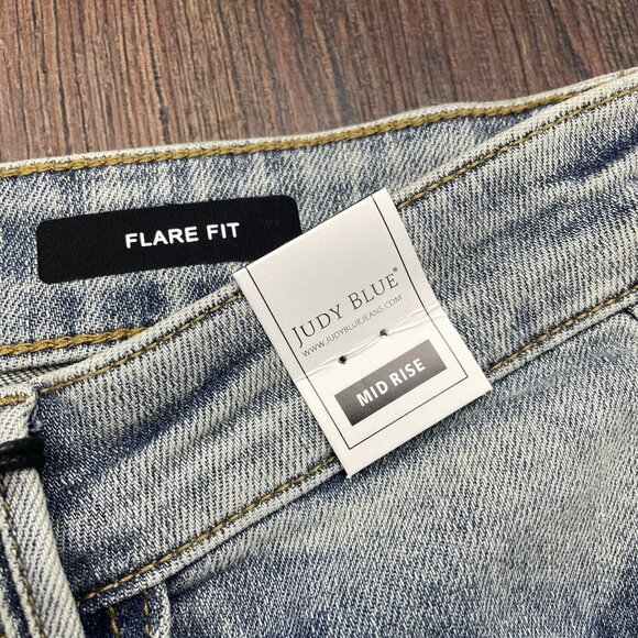 Judy Blue Women Jeans 11/30 Blue High Waisted Flare Denim JB88855 DK Boho - Picture 6 of 13
